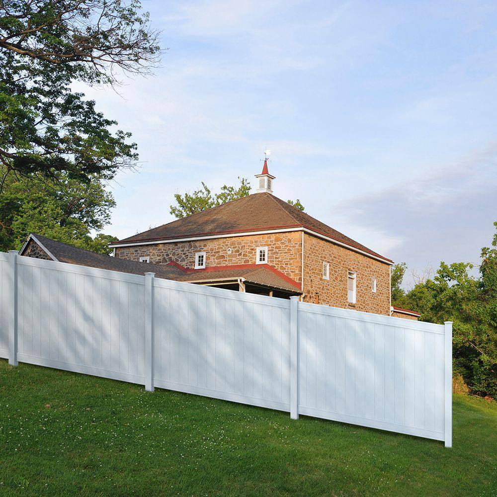 Veranda Pro-Series 5 ft. H x 8 ft. W White Vinyl Woodbridge Privacy Fence Panel 144728