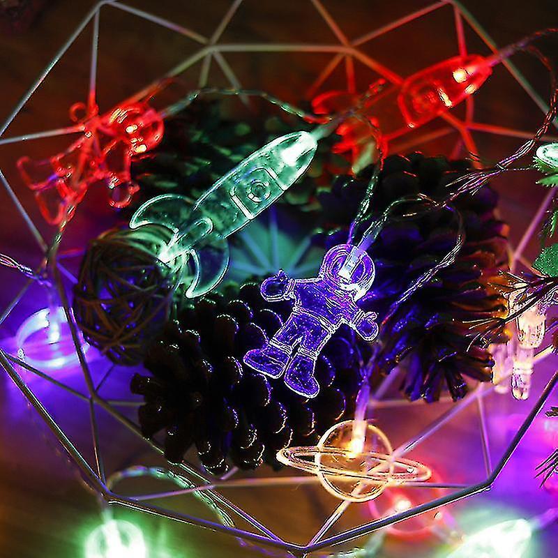 Led String Lights，   Powered， 3m， 20 Leds， Kids Room Led String Lights With Astronaut Spaceship Rock