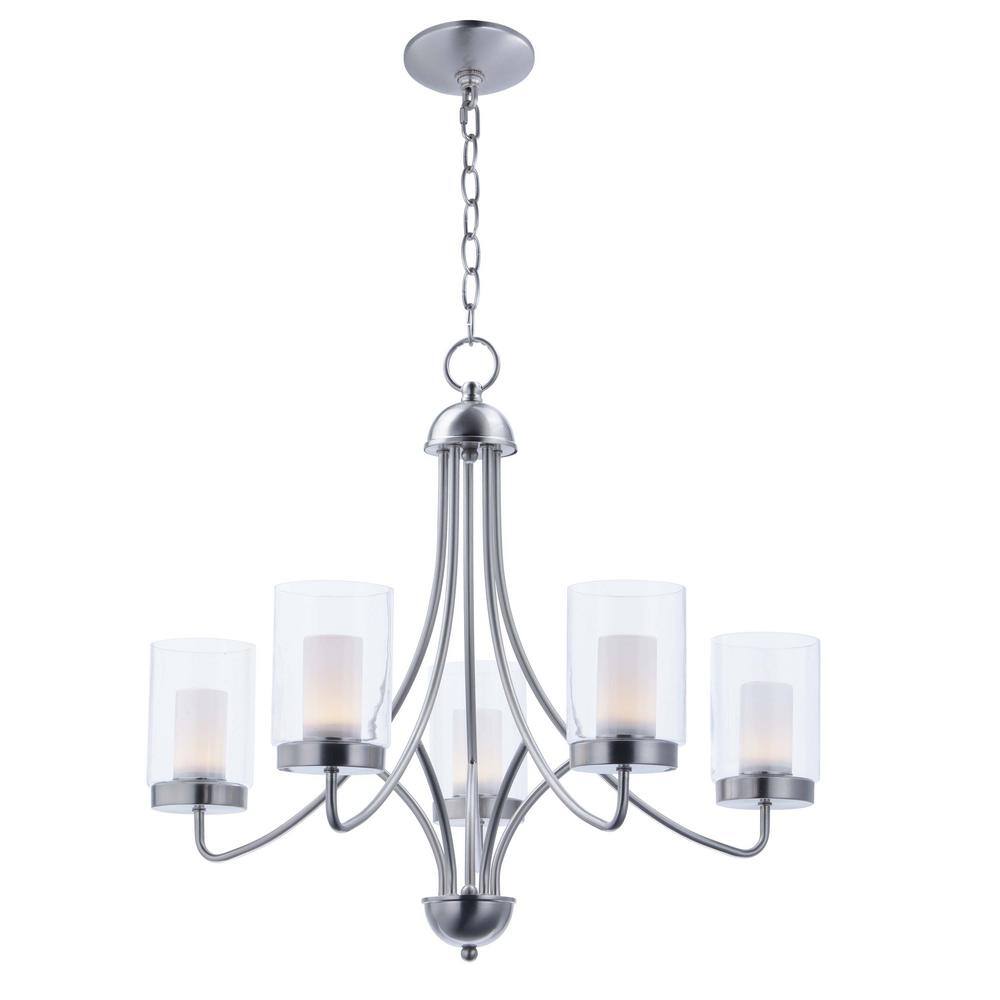 Maxim Lighting Mod 26 in. Wide 5-Light Satin Nickel Integrated LED Chandelier 30265CLFTSN