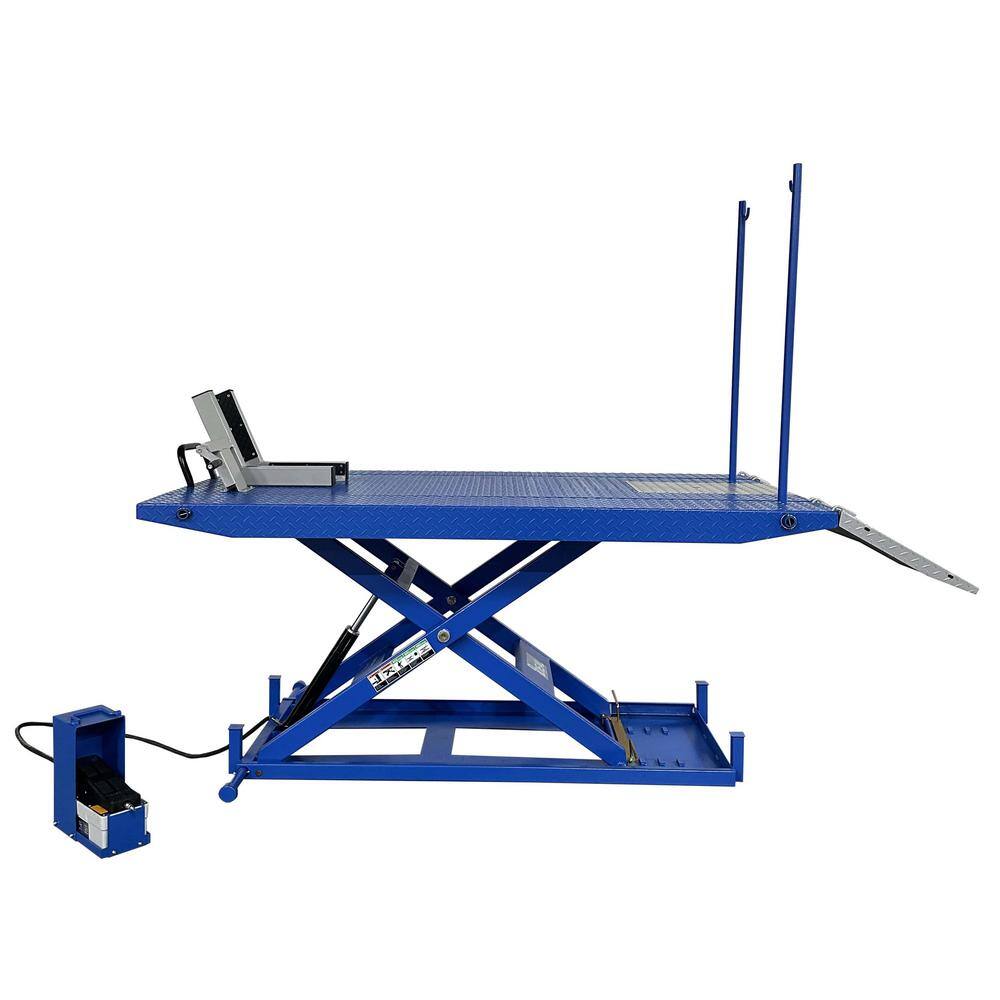 TUXEDO High Rise Motorcycle Lift Bench with Vise Sides Balance Bar Pump 1500 lbs. M-1500C-HR