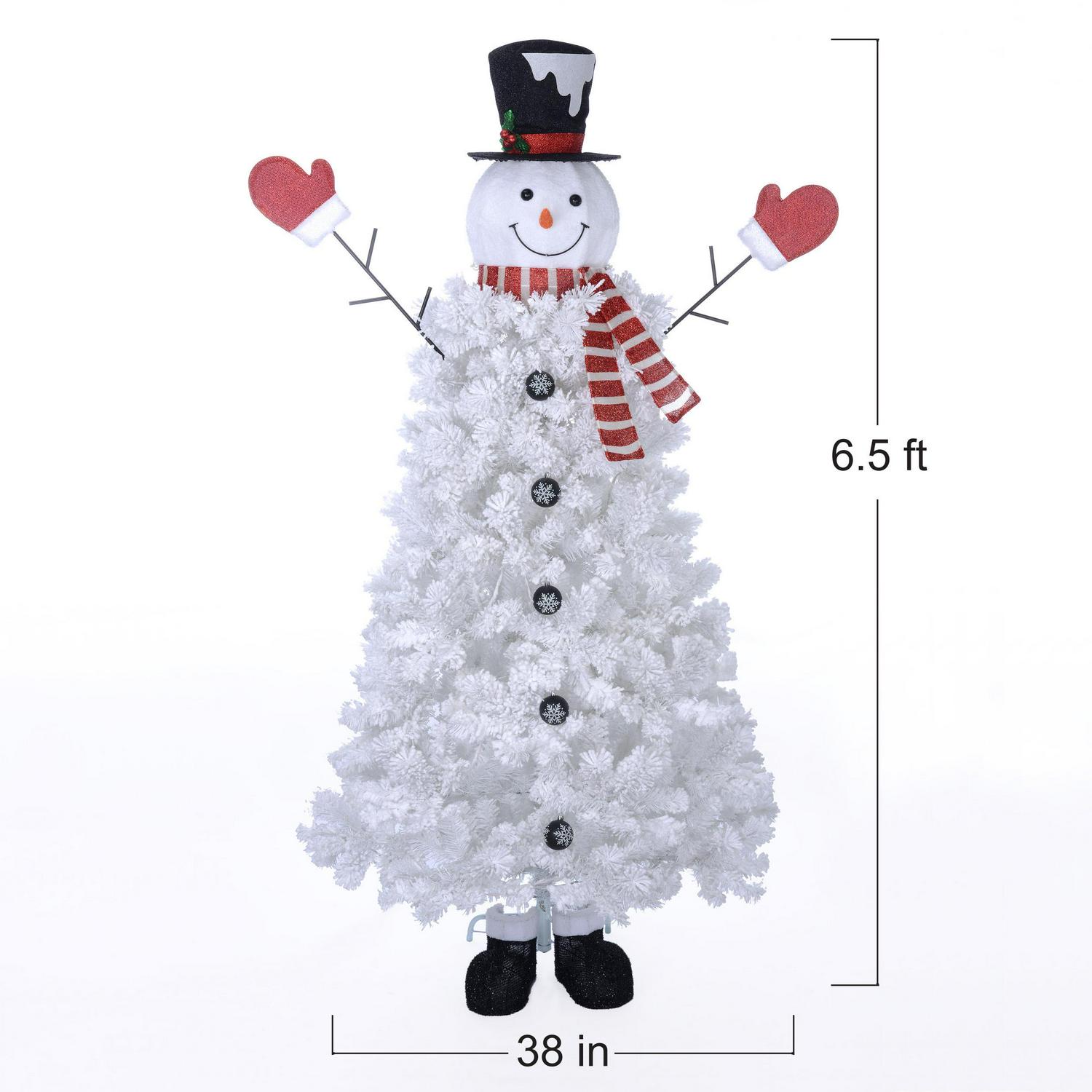 Holiday Time 65foot PreLit Snowman Christmas Tree with 140 Cool White LED Lights  Crowdfused