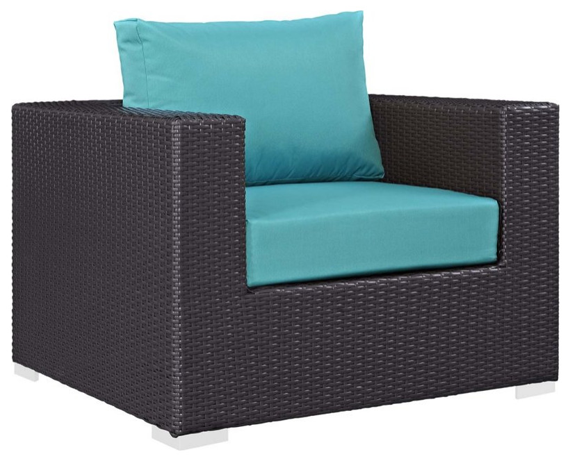 Modway Convene 3 Piece Outdoor Wicker Rattan Set w/ Fire Pit in Espresso/Beige   Tropical   Outdoor Lounge Sets   by Homesquare  Houzz