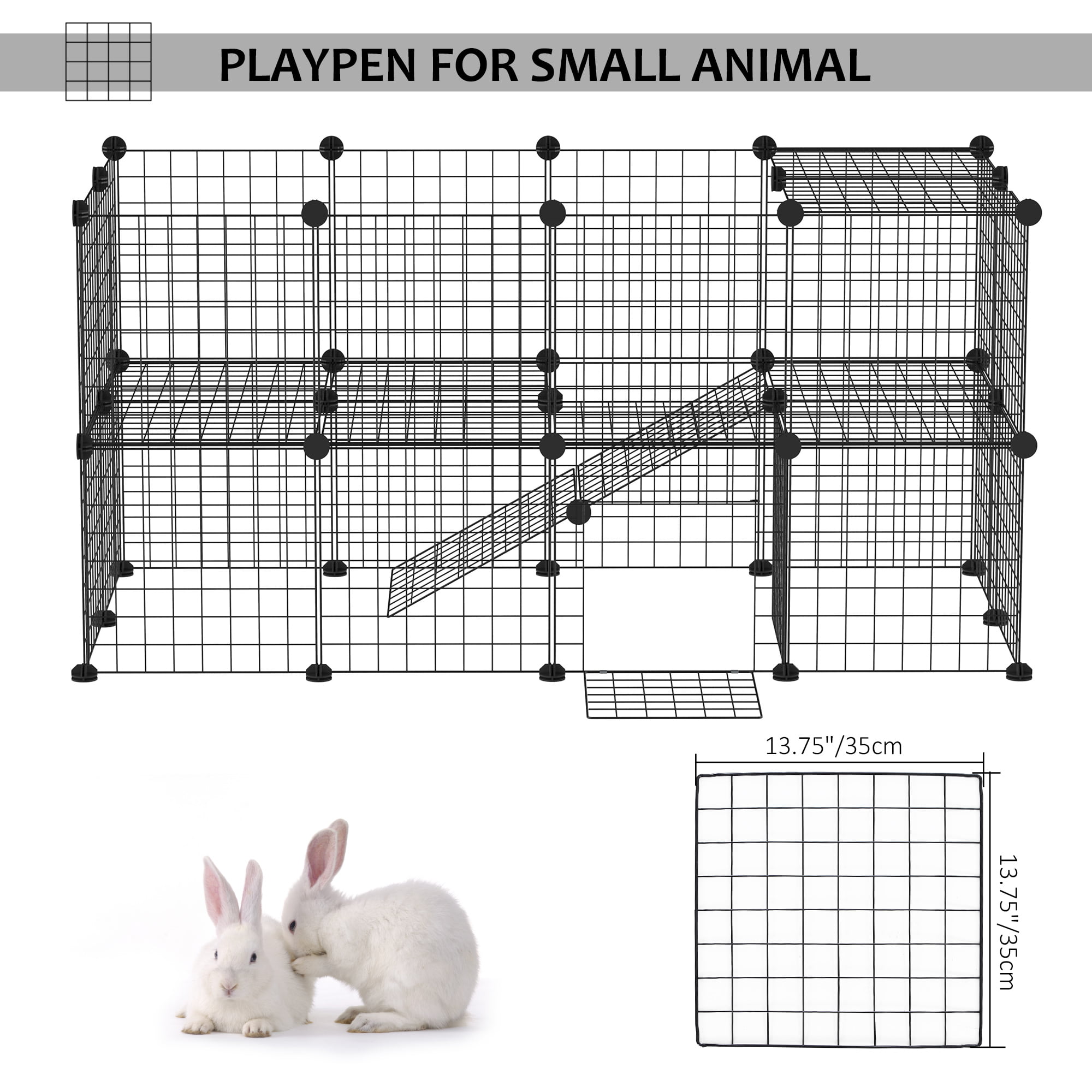 Pawhut 36 Panel Pet Playpen Small Animal Cage Metal Wire Indoor Outdoor Portable