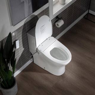 WOODBRIDGE Journey 1-Piece 1.1GPF1.6 GPF Dual Flush Elongated Toilet with Advance Smart Bidet Toilet in White HT0044