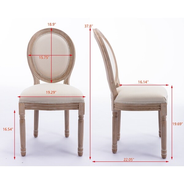 French-Style Round Back Upholstered Accent Dining Chairs with Solid Wood Leg for Dining Room Bedroom Kitchen，Set of 2