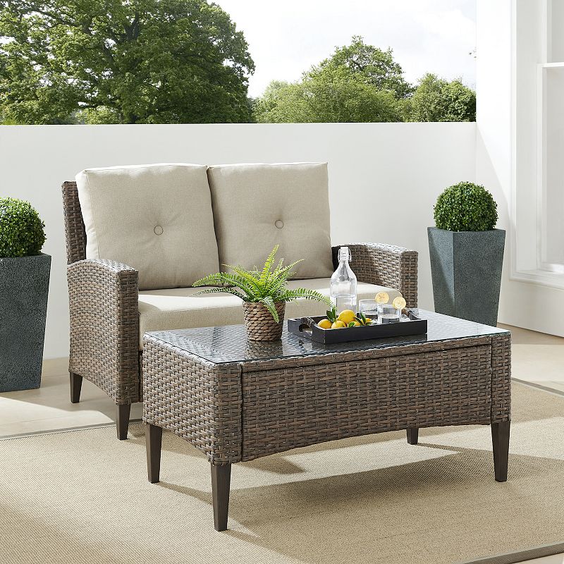 Crosley Rockport Outdoor 2-Piece Wicker Conversation Set