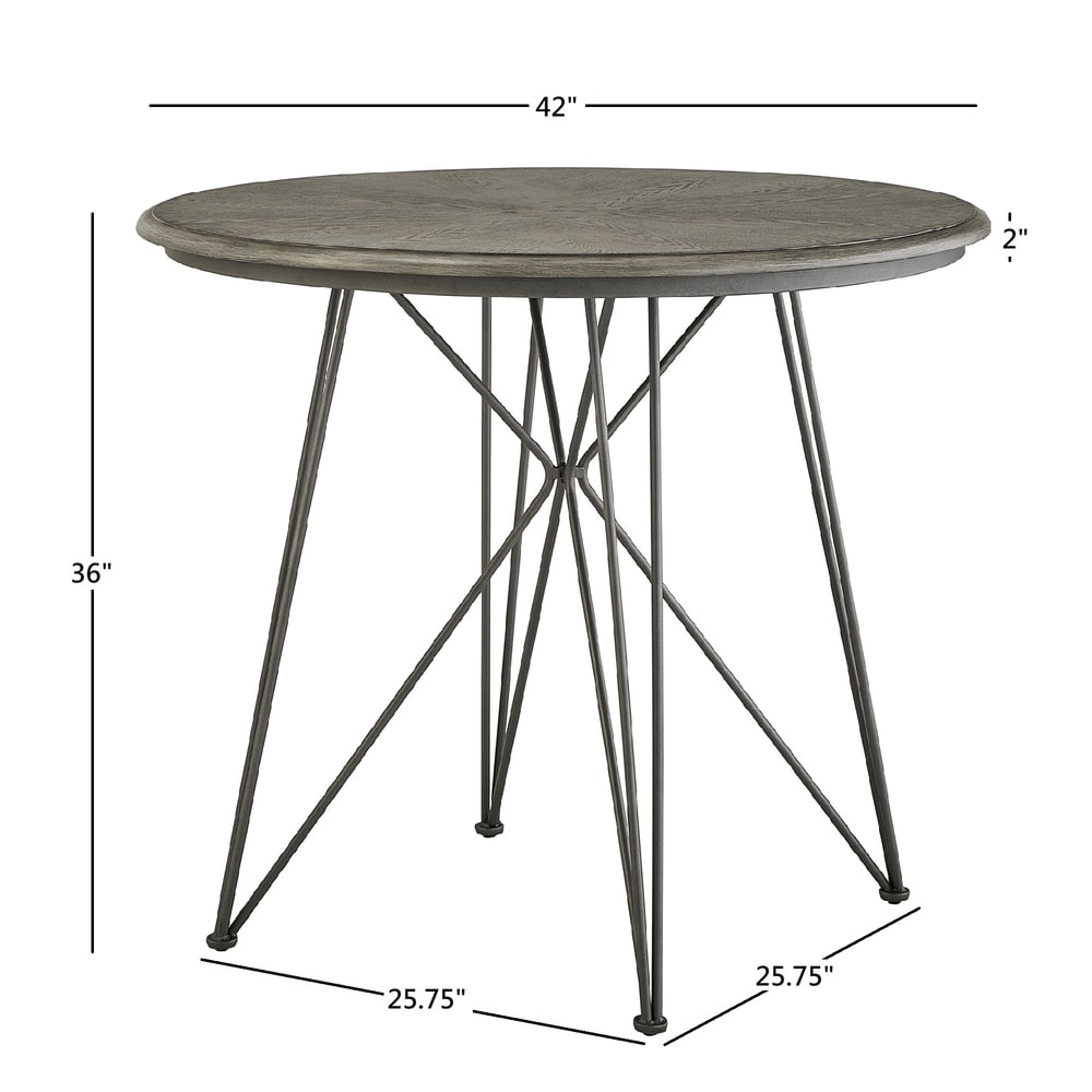 Mabel 42 inch Round Iron and Wood Counter Height Table or Dining Set by iNSPIRE Q Modern