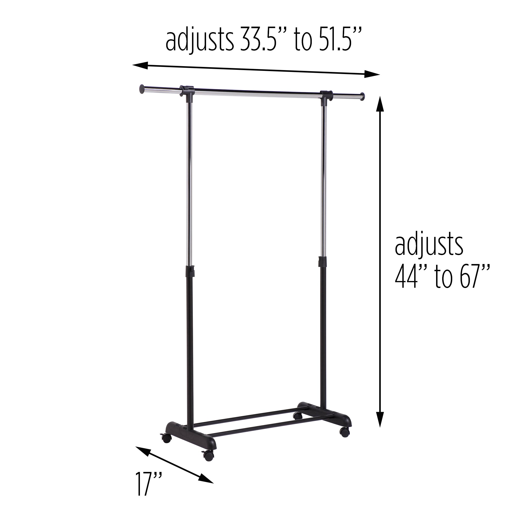 Honey Can Do Adjustable Height and Width Rolling Metal Clothes Rack