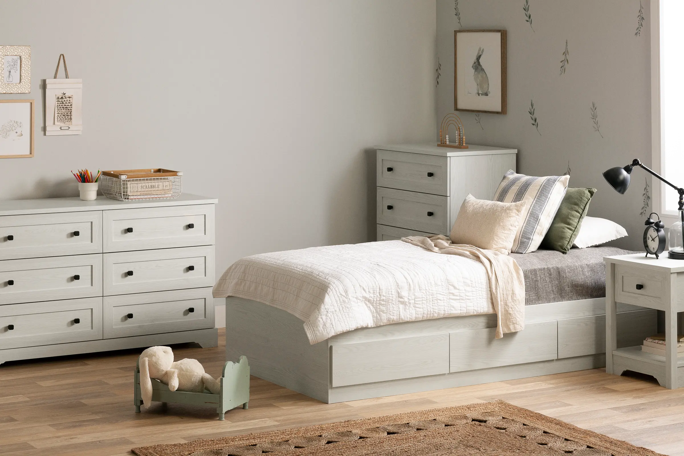 Hazen White Pine Twin Storage Bed