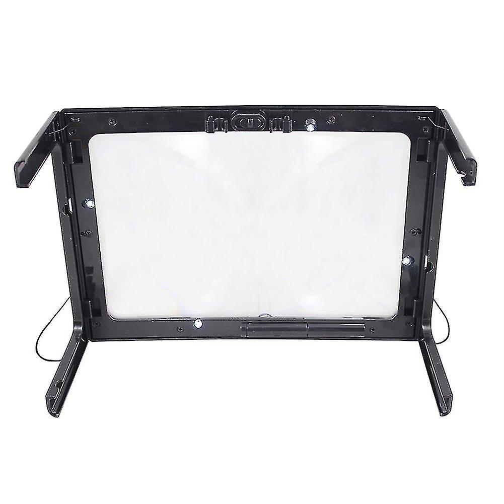 A4 Desktop Magnifying Glass Hand-free Rectangular Full-page Magnifier 4 Led Lights Illuminated 3x Re