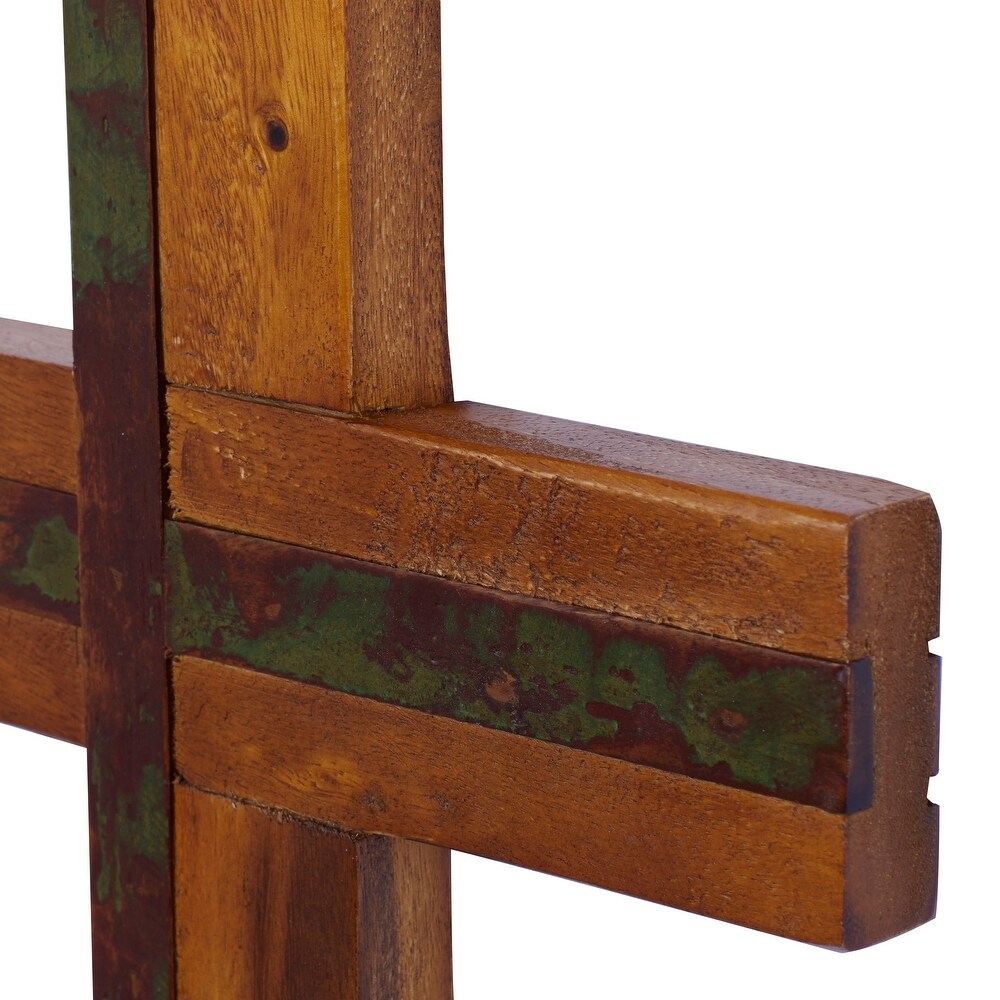 Brown Wood Rustic Wall Decor Cross 16 x 10   10 x 4 x 18