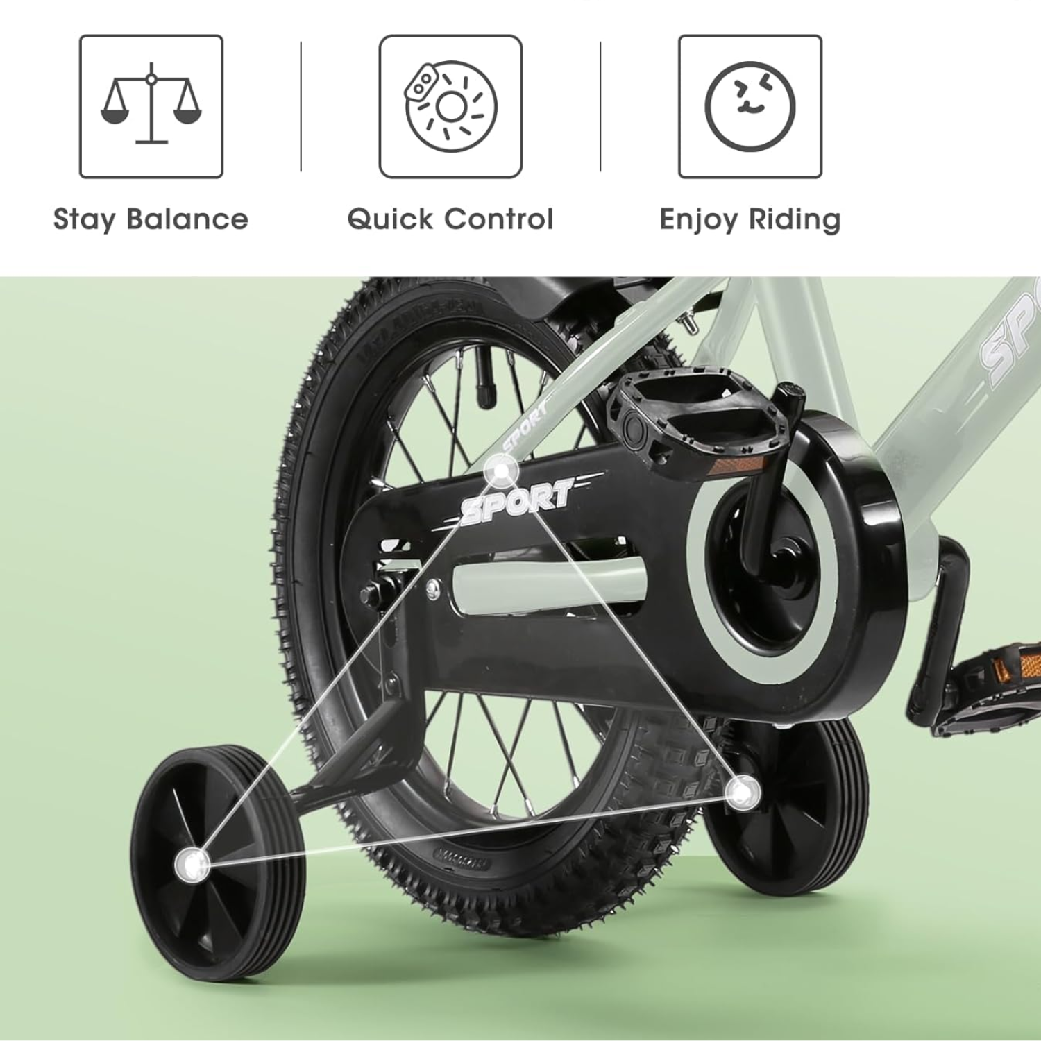 12 Inch Kid's Bike with Training Wheels for Ages 3-6