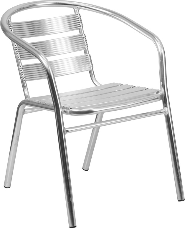 Commercial Aluminum Indoor Outdoor Restaurant Stackable Chair  Set of 4   Contemporary   Outdoor Lounge Chairs   by MIKGA  Houzz