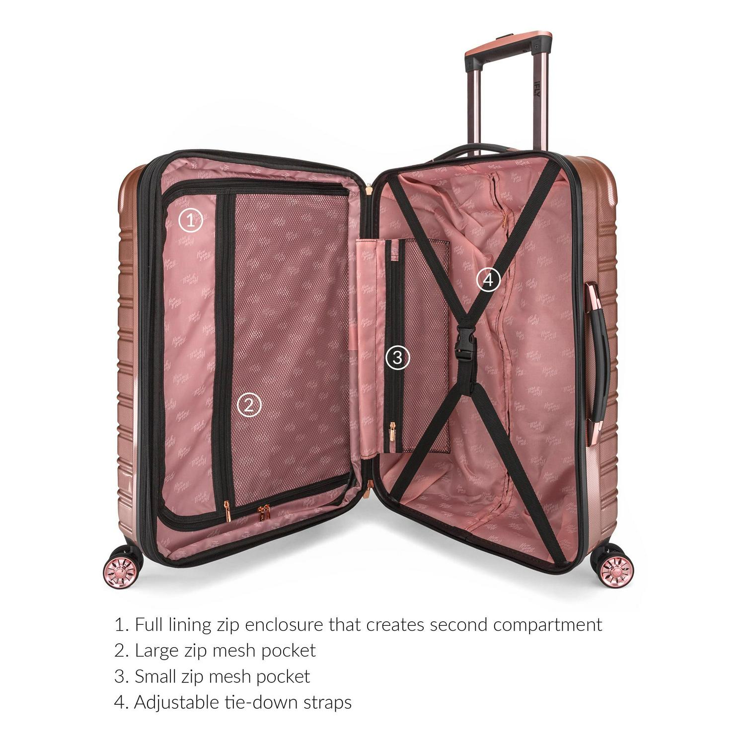 iFLY Hard Sided Fibertech 28 Checked Luggage， Rose Gold Luggage