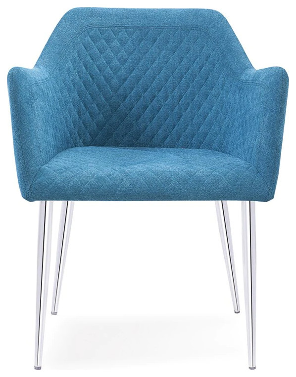 Isala Dining Chair  Blue Soft Fabric Seat With Chrome Legs   Midcentury   Dining Chairs   by Peachtree Fine Furniture  Houzz