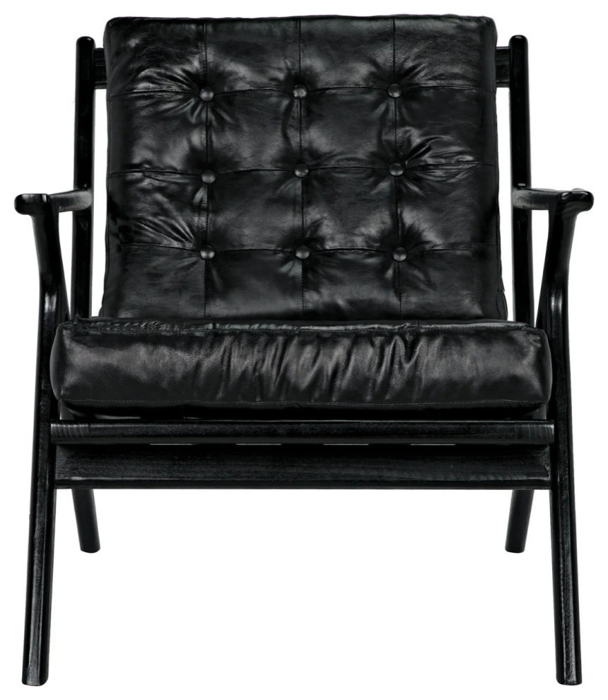 Ares Chair With Black Leather   Modern   Armchairs And Accent Chairs   by Rustic Home Furniture Deco  Houzz