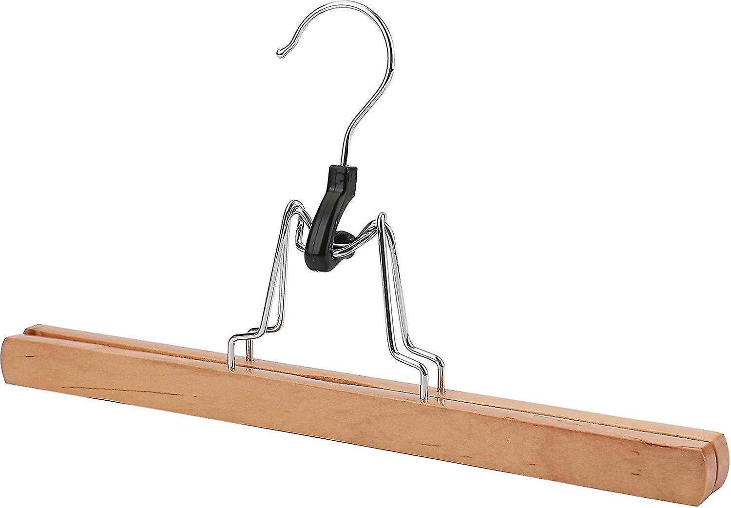 Natural Wooden Pants Hangers ， Space Saving Clothes Hangers