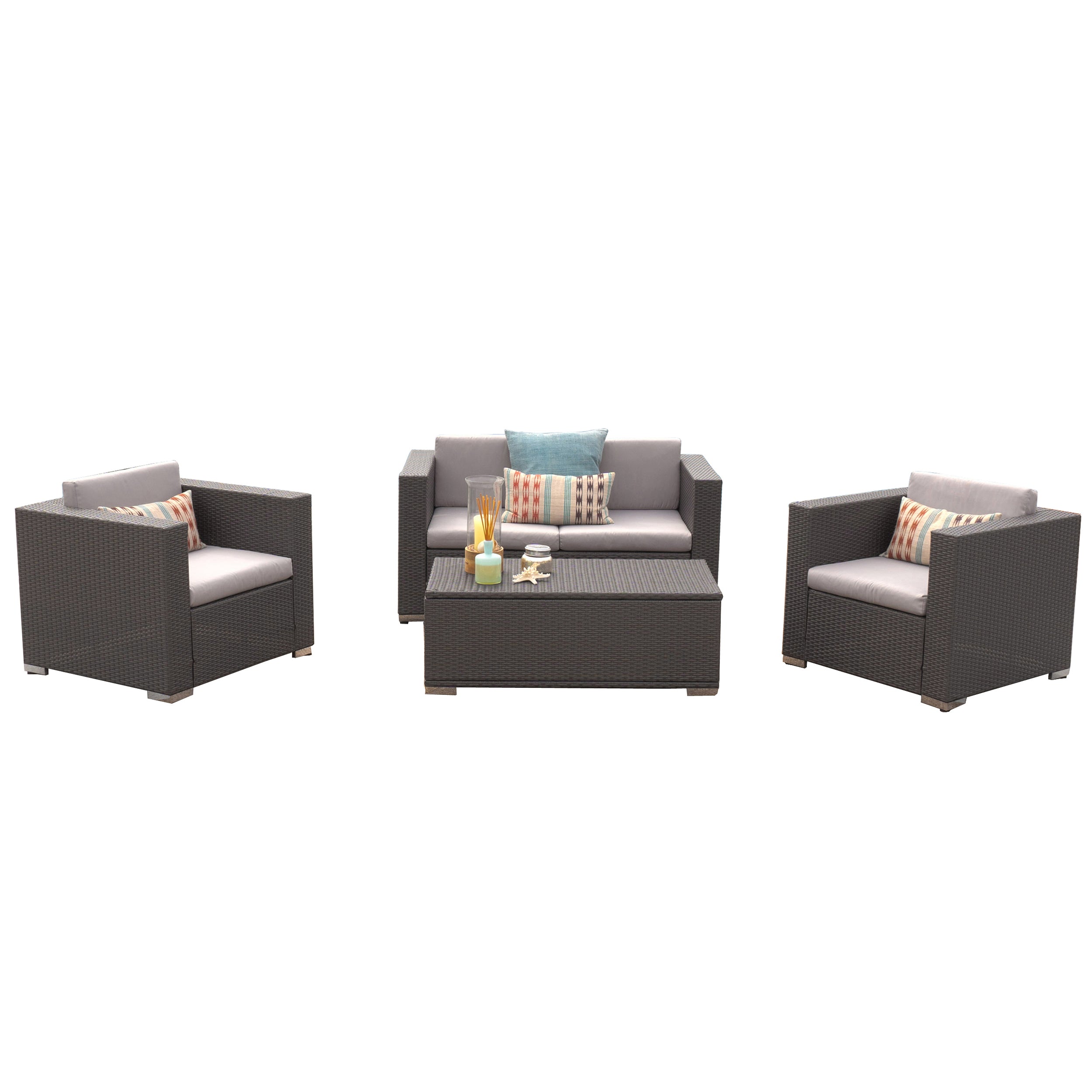 Capulet Outdoor 4-Piece Grey Wicker Sofa Set