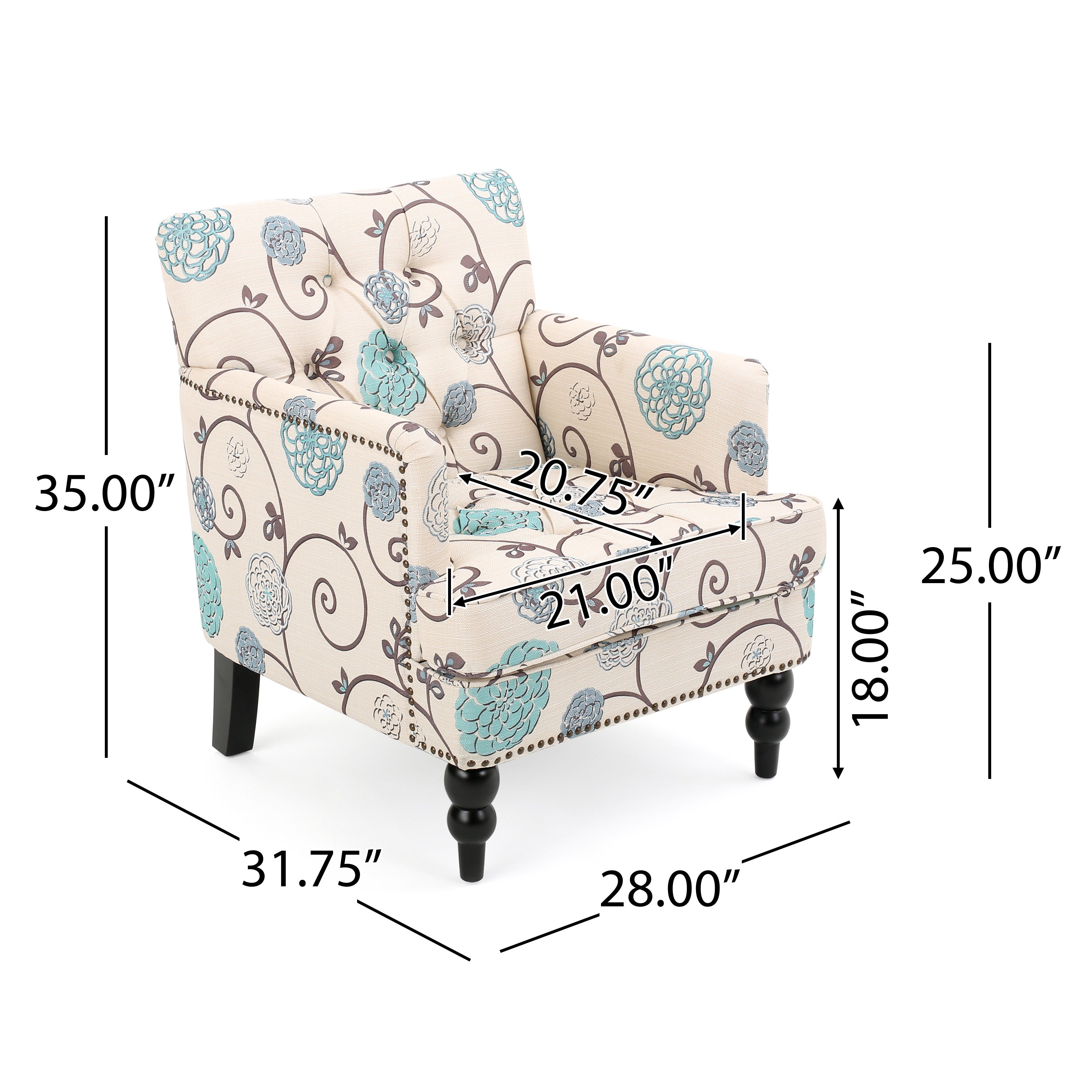 Madene Tufted Back Fabric Club Chair