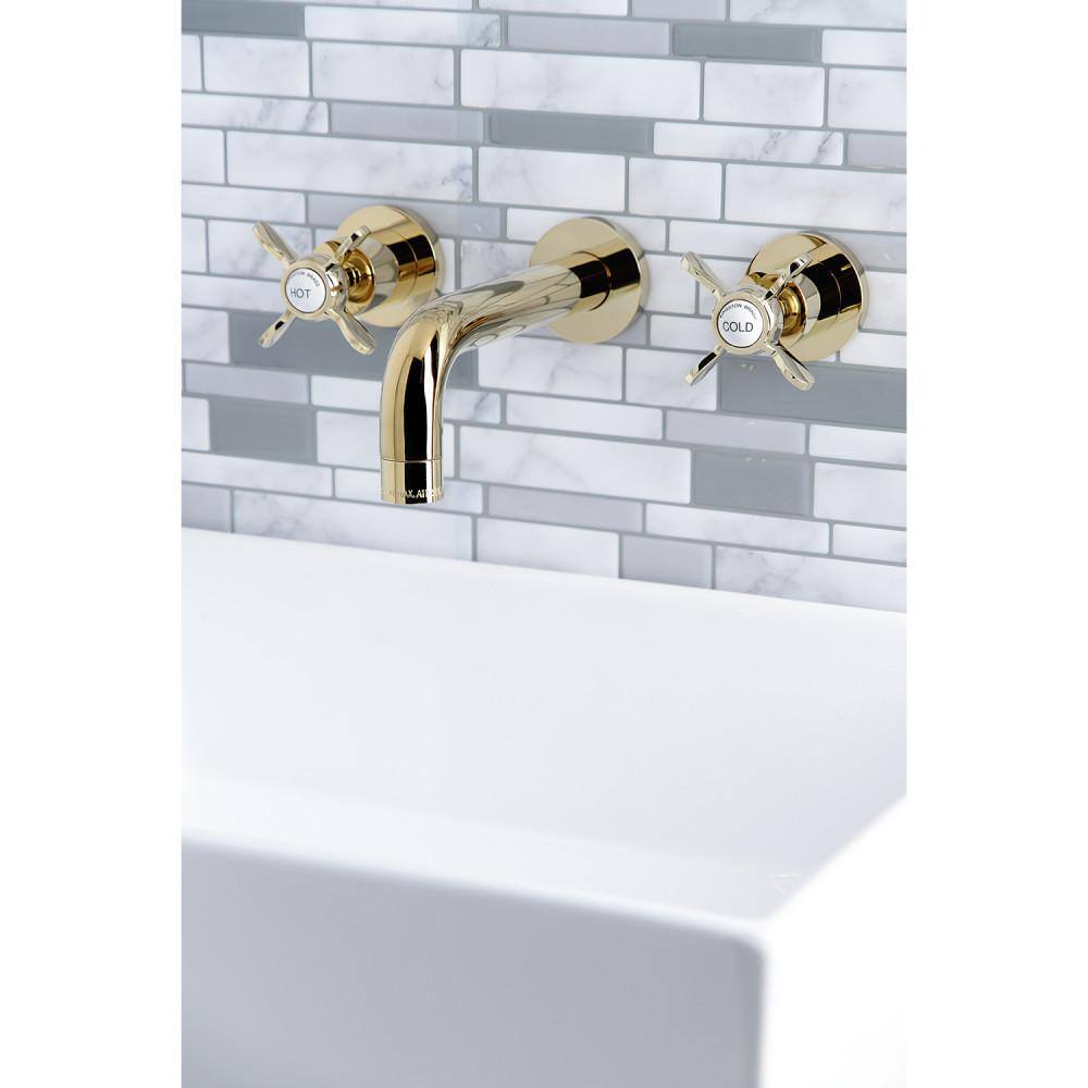 Kingston Brass Essex 2-Handle Wall-Mount Bathroom Faucets in Polished Brass HKS8122BEX