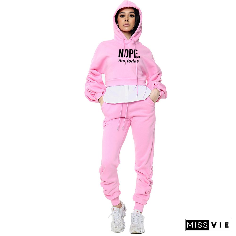 Loose Hooded Sweatshirt Joggers Pants 2 Piece Set