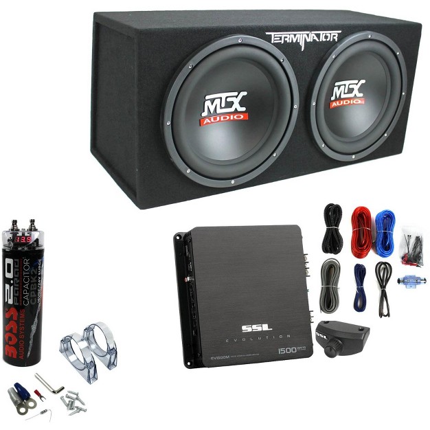 1200w Dual Loaded Subwoofer Box Soundstorm 1500w Stereo Amplifier 8 Guage Amplifier Wiring Kit Boss Audio 20v Power Capacitor