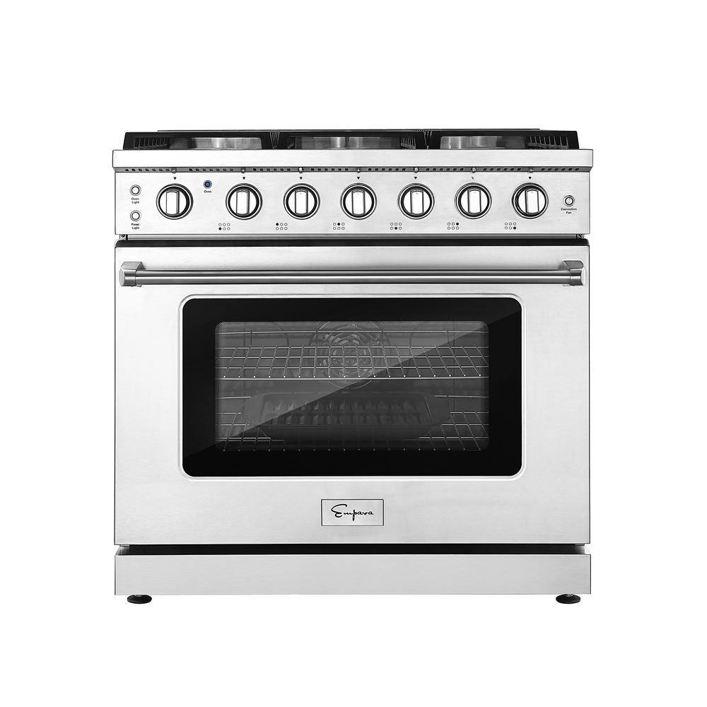 Empava 36 in. 6 cu. ft. Single Oven Freestanding Gas Range with 6 Burners in Stainless Steel with Storage Drawer EMPV-36GR11