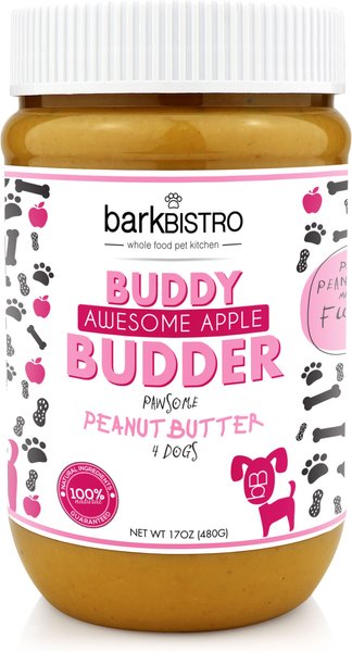 Bark Bistro Company Buddy Budder Awesome Apple Peanut Butter Lickable Dog Treat， 17-oz jar