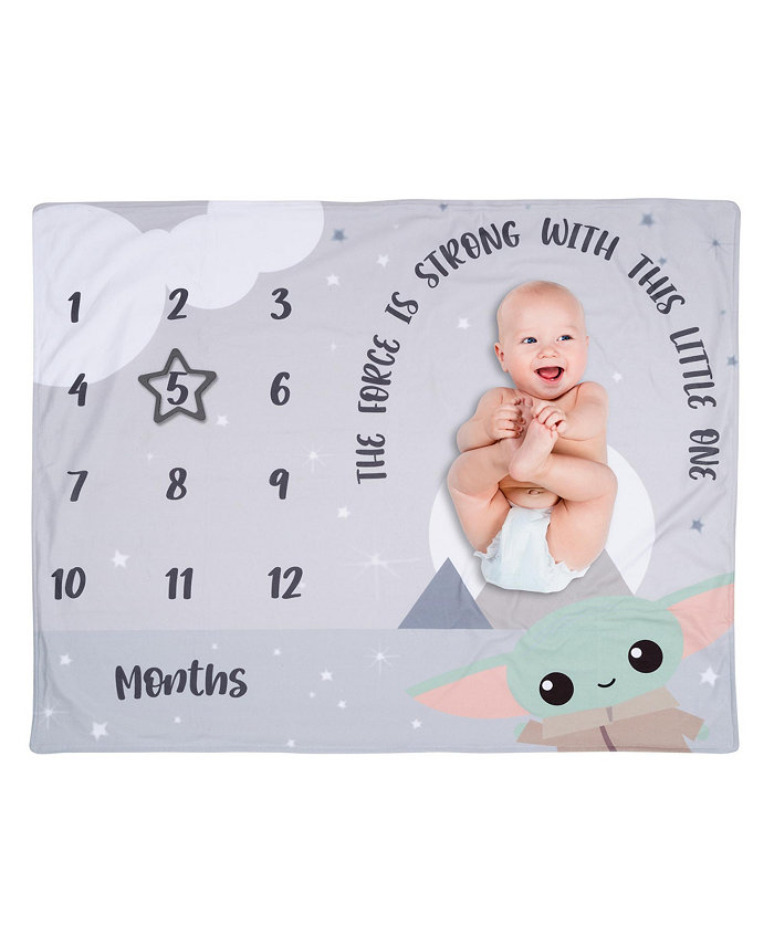 Lambs and Ivy Star Wars The Child Grogu Baby Yoda Fleece Milestone Blanket w  Star