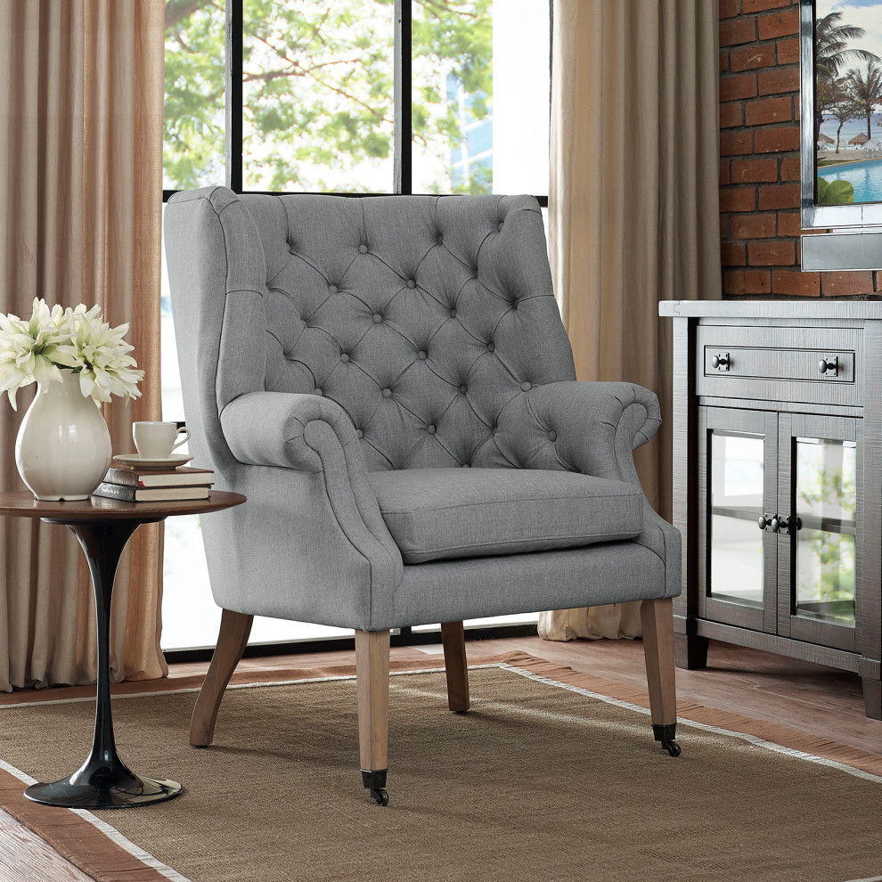 Light Gray Chart Upholstered Fabric Lounge Chair   Contemporary   Armchairs And Accent Chairs   by Trio Supply House  Houzz