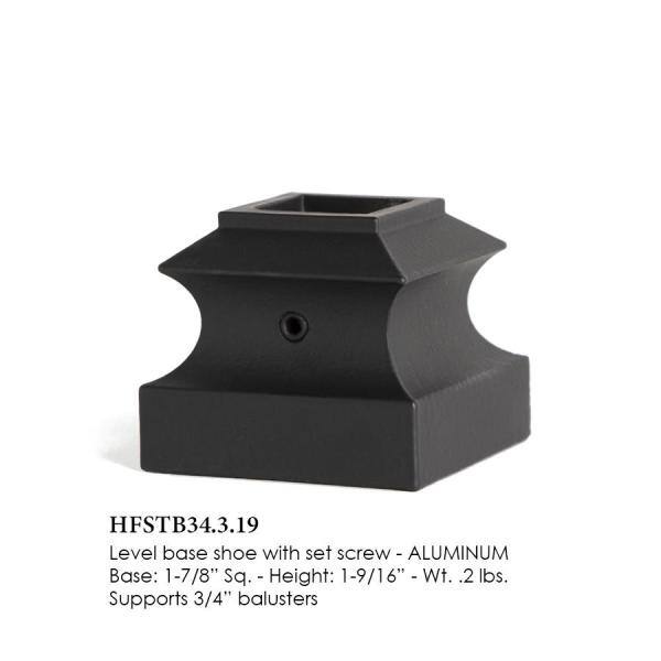 HOUSE OF FORGINGS Satin Black 34.3.19 Flat Base Shoes for 34 in. Square Mega 1.9 in. x 1.6 in. Iron Balusters for Stair Remodel HFSTB34.3.19