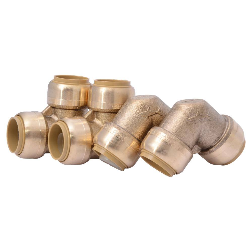 SharkBite 12 in. Push-to-Connect Brass 90-Degree Elbow Fitting Pro Pack (4-Pack) U248LFJ4