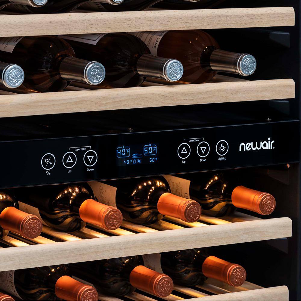 NewAir Dual Zone 116-Bottle Built-In Wine Cooler Fridge with Smooth Rolling Shelves and Quiet Operation - Stainless Steel AWR-1160DB