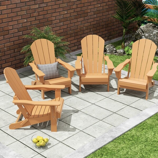 Polytrends Laguna Weather Resistant Outdoor Patio Folding Adirondack Chairs (Set of 4)