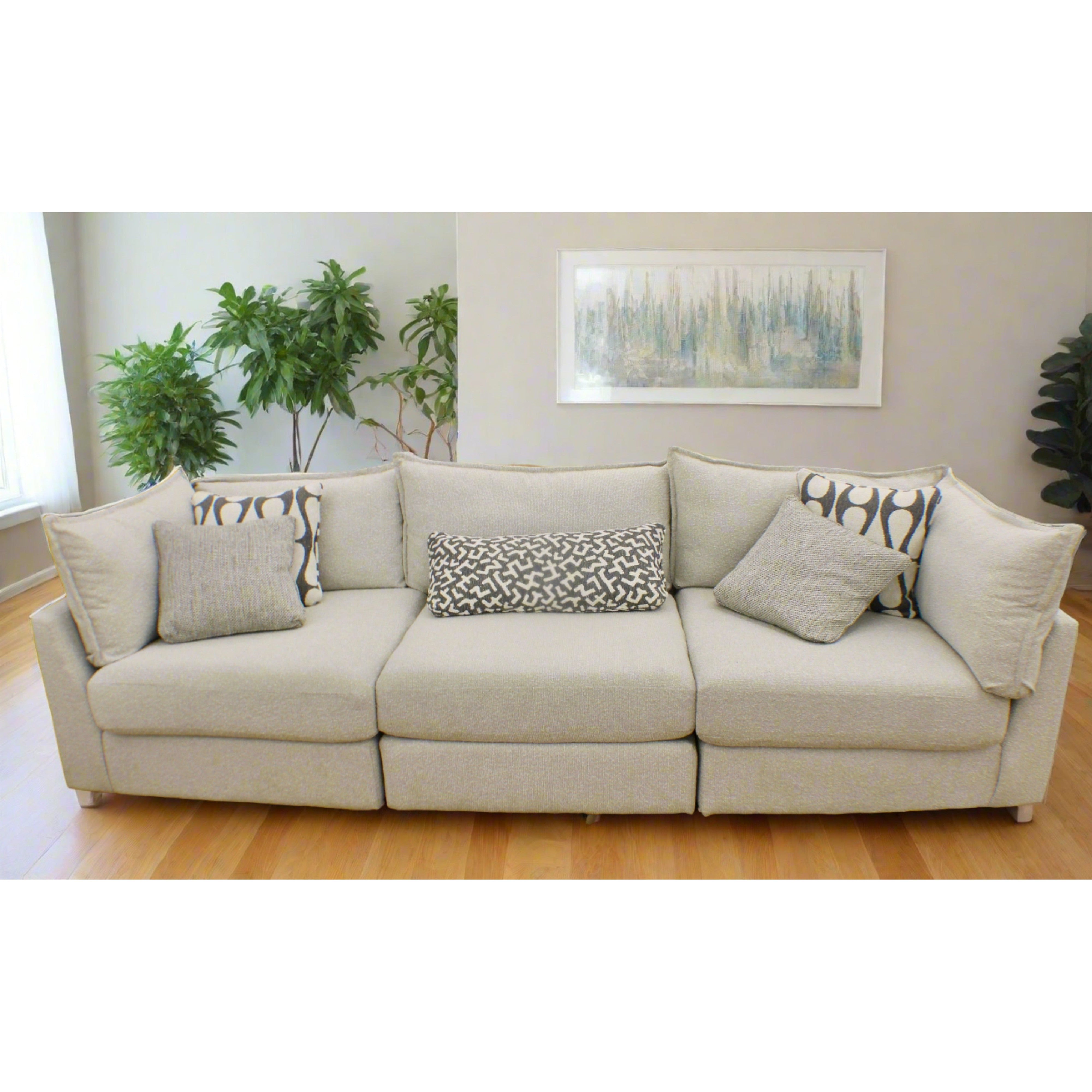 Flange 3-Pc Modular Sofa Oversized in Pewter or Natural 125