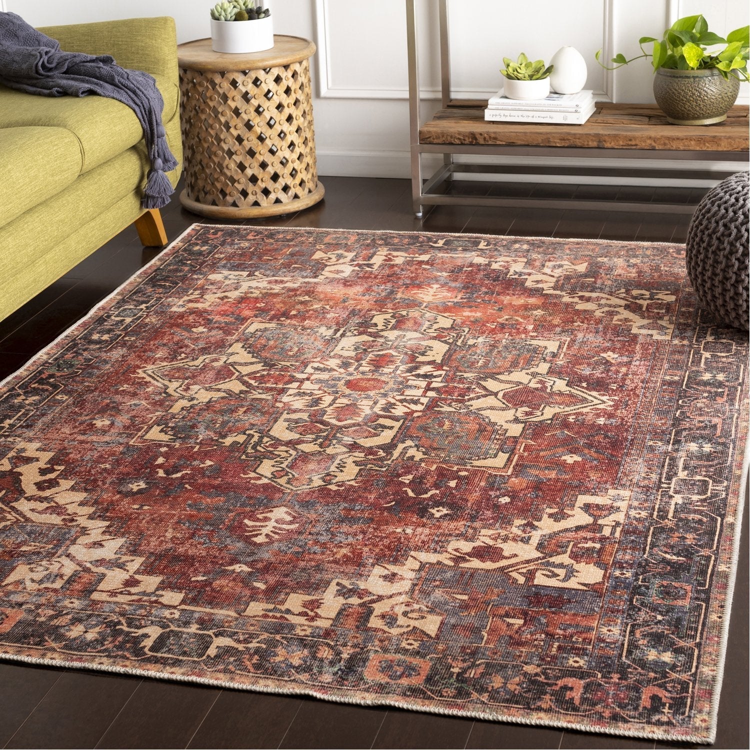 Amelie Rug in Rust & Dark Green