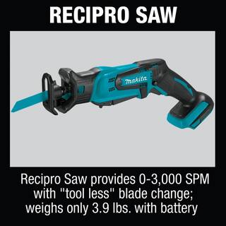 Makita 18V Lithium-Ion Cordless 6-Piece Kit (Drill-Driver Impact Driver Circular Saw Recipro Saw Vacuum Light) 3.0Ah XT614SX1