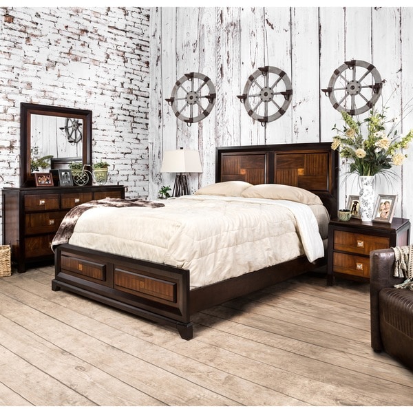 Furniture of America Figh Contemporary Walnut 4-piece Bedroom Set - - 9239955