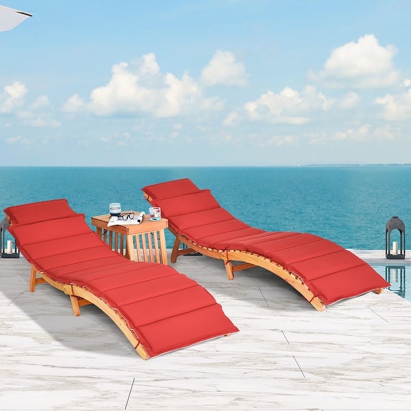 3 PCS Foldable Patio Lounge Chair and Table Set w/ Double-Sided Cushion - Overstock - 33824343