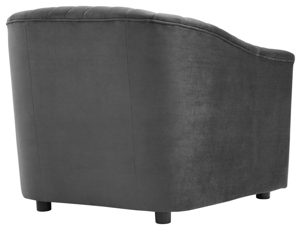 Announce Performance Velvet Channel Tufted Armchair  Charcoal   Transitional   Armchairs And Accent Chairs   by Homesquare  Houzz