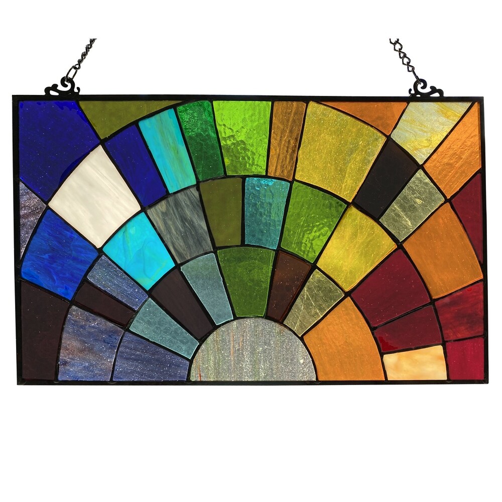 River of Goods Tiffany style Rays of Sunshine 12 inch Stained Glass Window Panel   20\