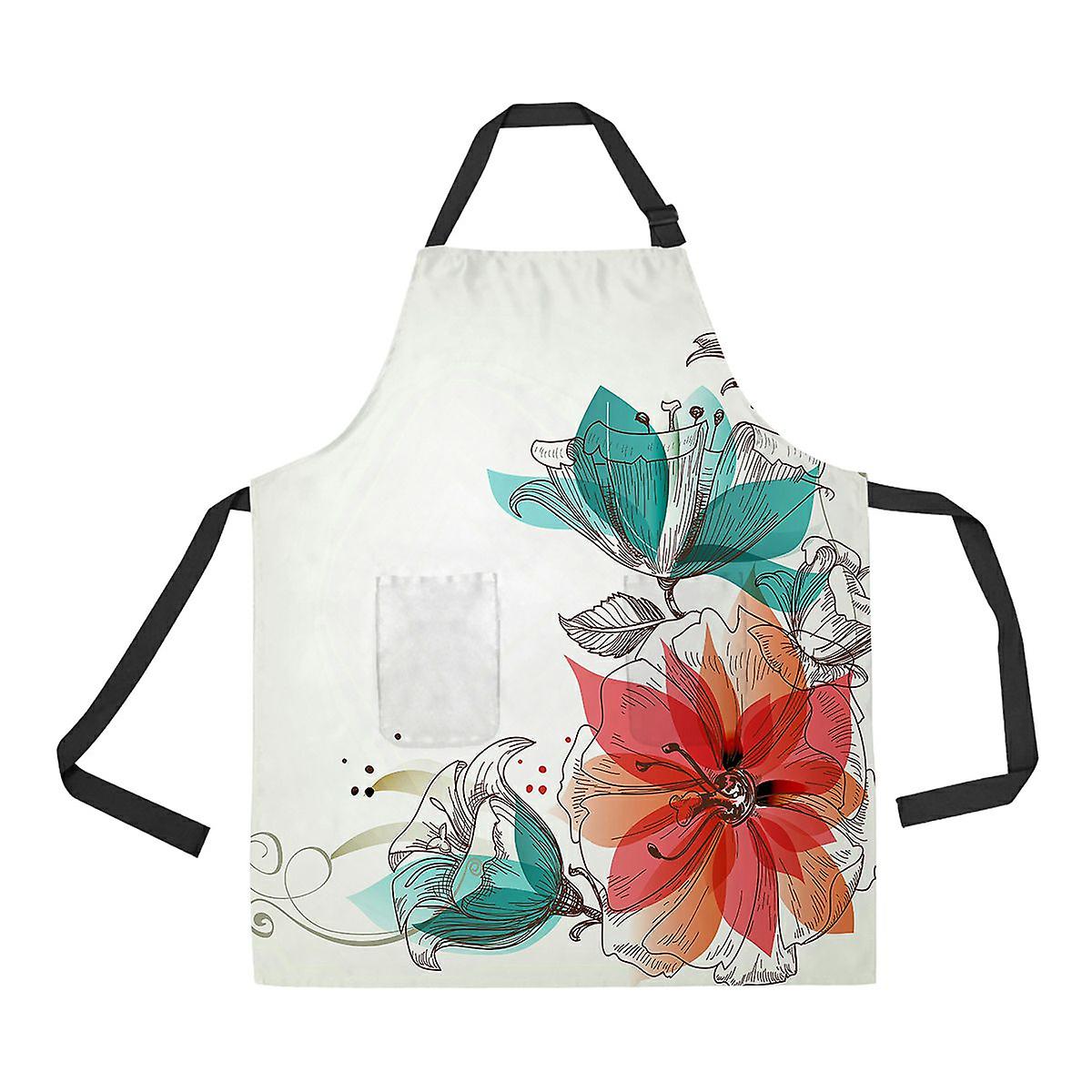 Vintage Flowers Apron Home Kitchen Apron With Pockets