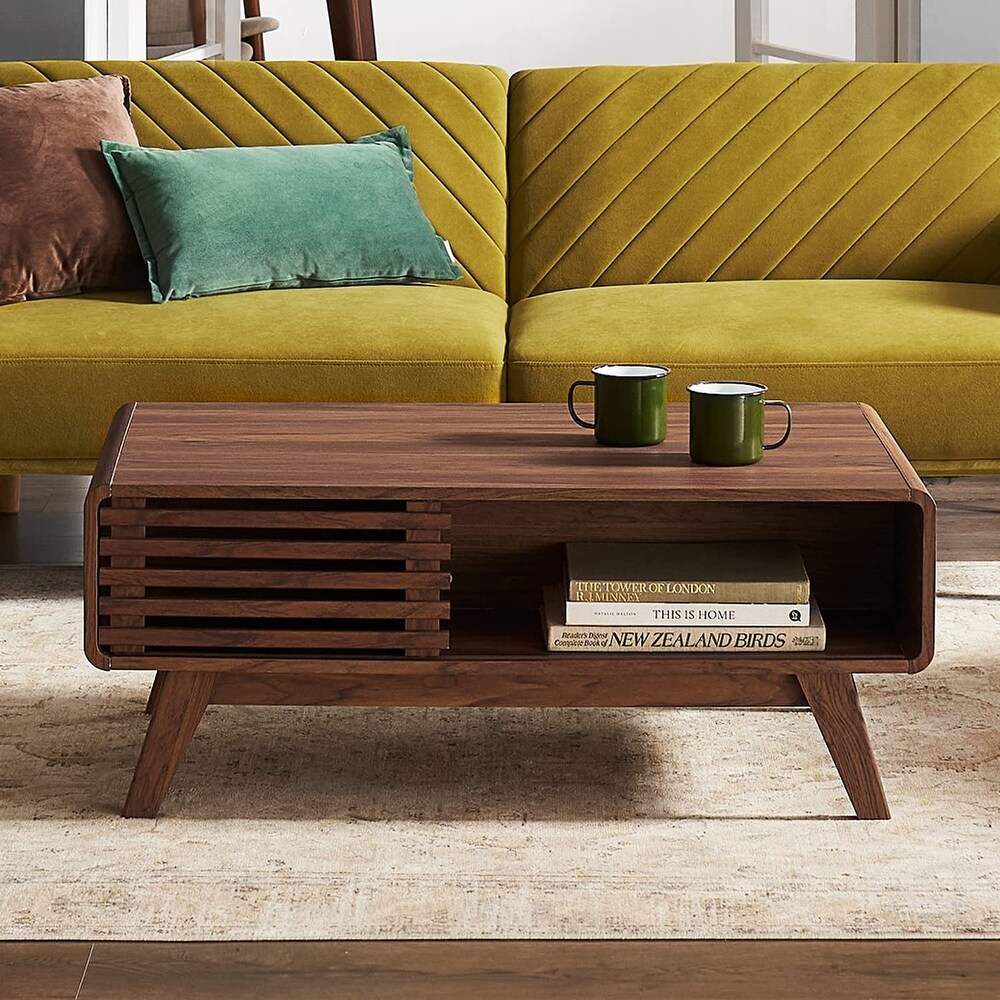 Mopio Ensley Mid Century Modern Coffee Table with dual side storage  Centerpiece for your living room