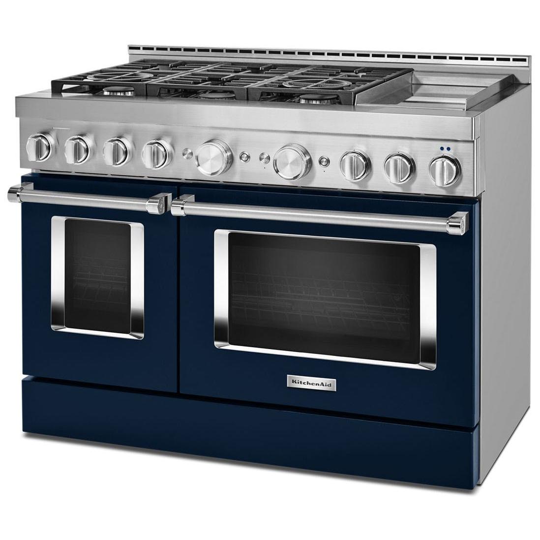 KitchenAid 48-inch Freestanding Gas Range with Even-Heat? True Convection KFGC558JIB