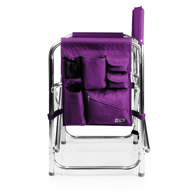 Picnic Time Sports Chair With Table And Pockets Purple