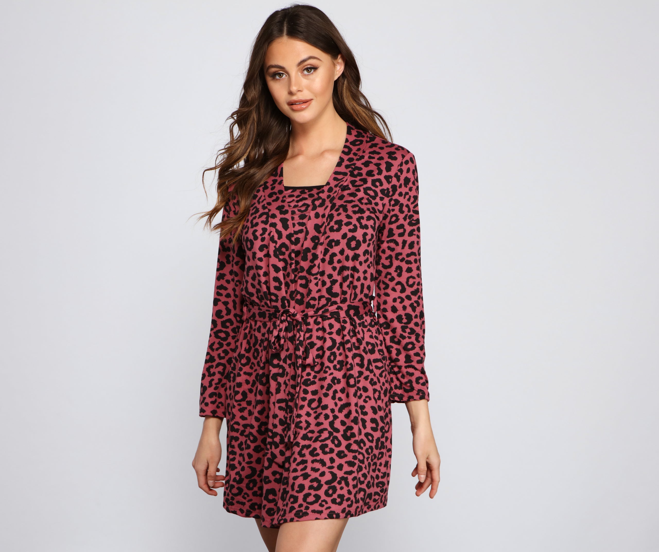 Wildest Dreams Leopard Robe and Pajama Cami With Shorts Set