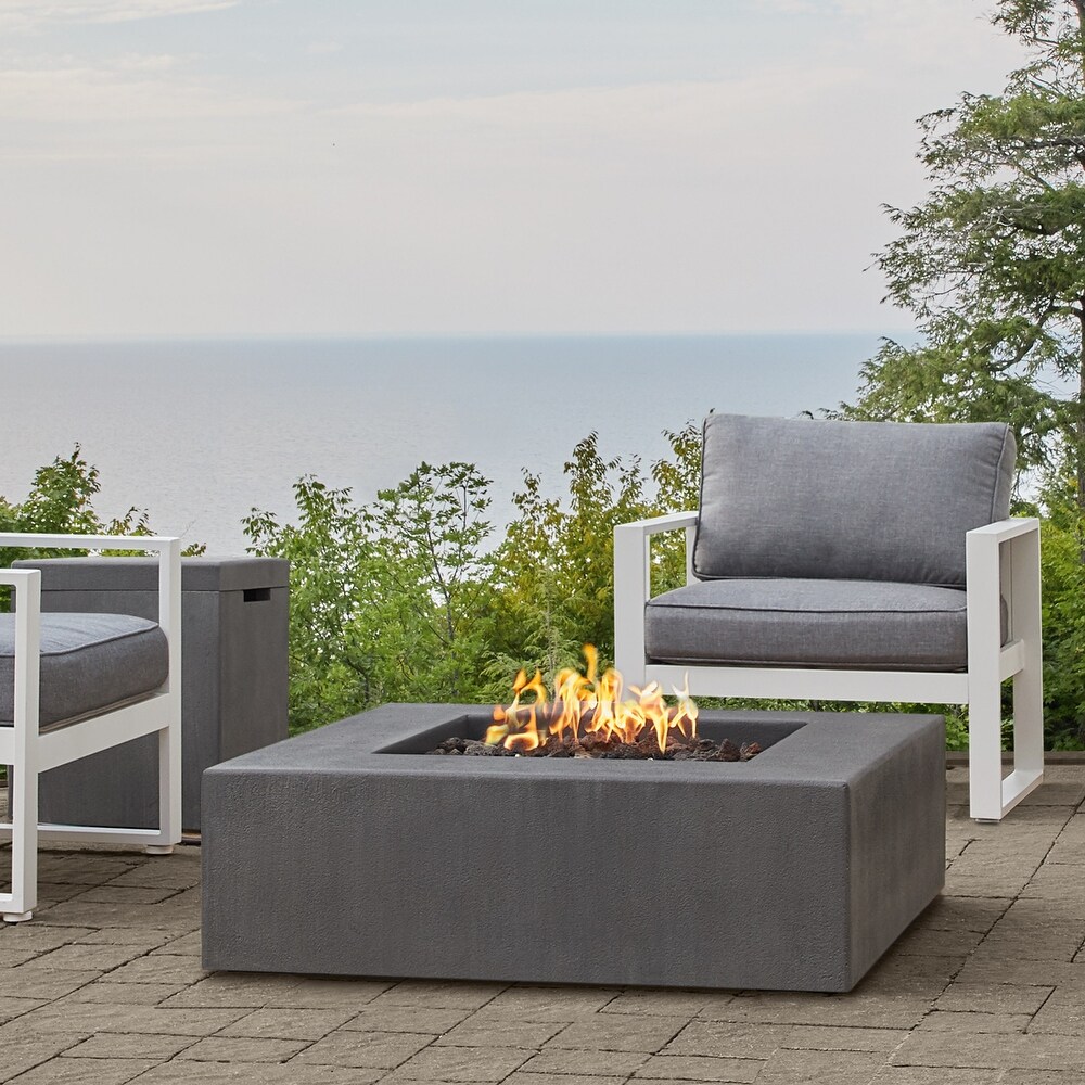 Provo Low Square Propane Fire Table in Carbon by Jensen Company   40 x 40 x 11.75