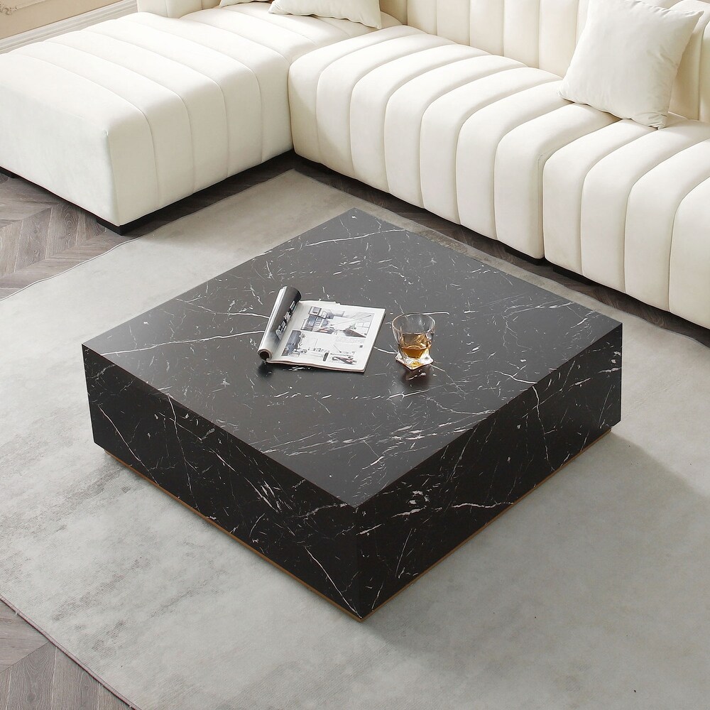 Marble Coffee Tables Square End Tables with Gold Pedestal Sofa Tables