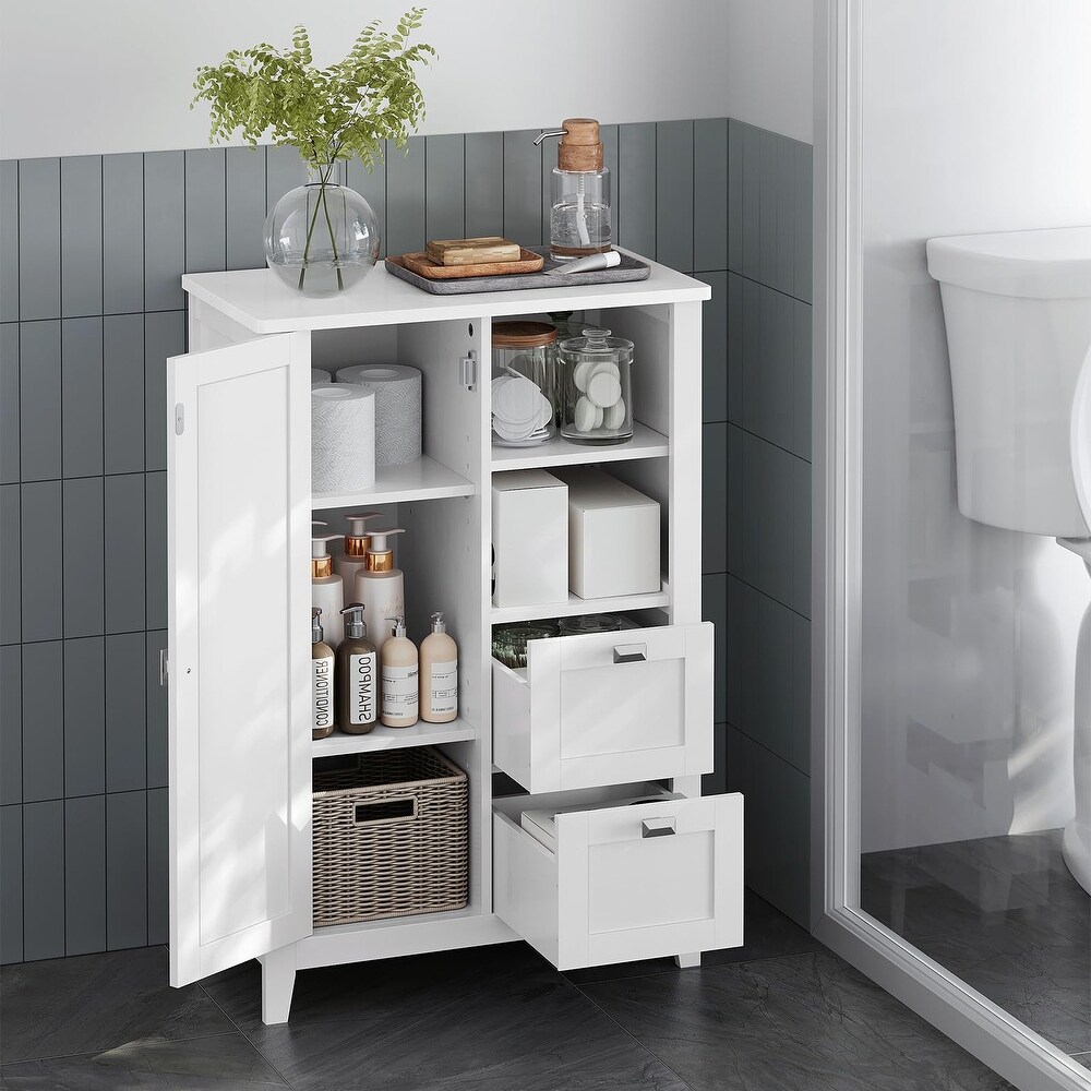 Bathroom Floor Storage Cabinet with Open Compartment and 2 Drawers