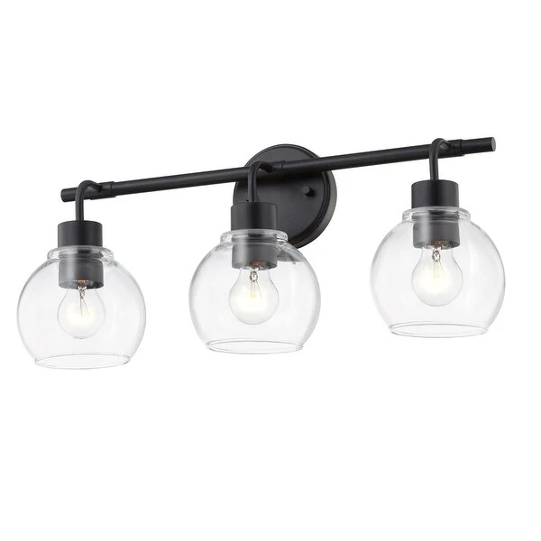 KAWOTI 3/4 Light Dimmable Black Vanity Light with Clear Glass Shades